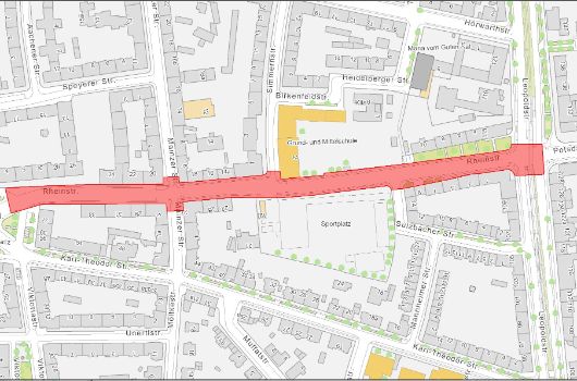 Rheinstraße Kartenausschnitt 
