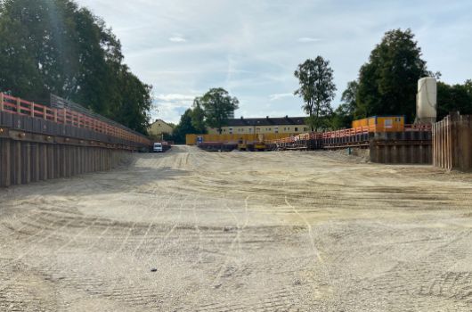 Aktuelle Zufahrt von der südlichen Baustellenzufahrt Richtung Mittelbaugrube