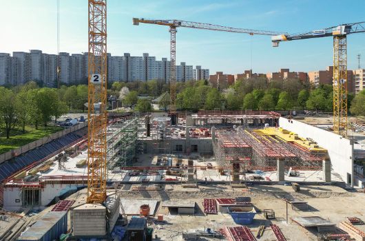 Drohnenaufnahme Erdgeschoss und Sporthalle