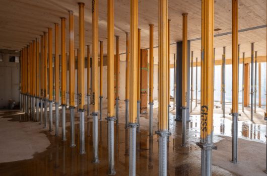 Durchstützung für Aufbeton Holzverbunddecke