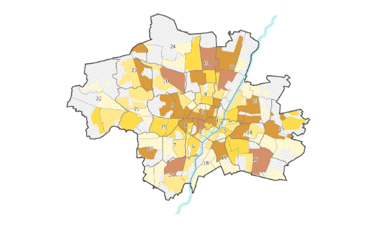 Zahl der Erwerbstätigen in den Stadtbezirksteilen 2022