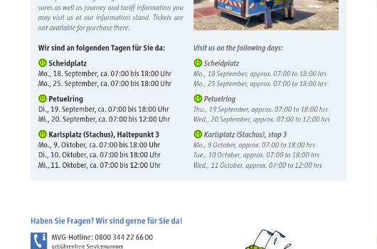 Rückseite Infoheft Umleitungen bzw. Ersatzverkehr (SEV) wegen Bauarbeiten am Scheidplatz und Kurfürstenplatz