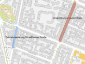 Kartenausschnitt Schleißheimer Str. zwischen Gabelsberger- und Rottmannstraße
