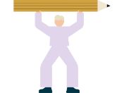 Bild: Illustration Schule - Schüler mit Bleistift