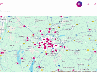 Planausschnitt mit München Ticket Verkaufsstellen