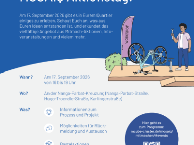 Veranstaltungsplakat "MOSAIQ-Aktionstag Moosach am 17. September 2026"