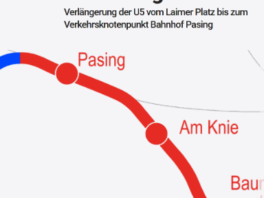 Streckenverlauf der U5 Pasing
