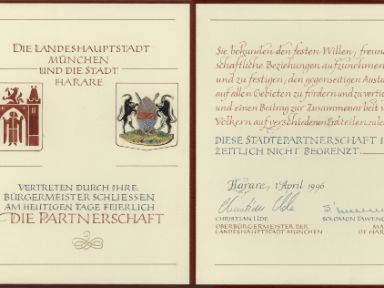 Partnerschaftsurkunde mit Harare 