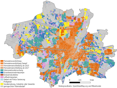 Karte der Wärmeversorgungsgebiete in München (Stand November 2024)