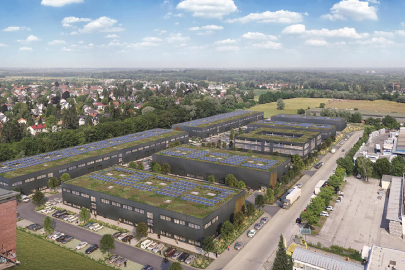 Luftbild des Gewerbegebietes Rupert-Bodner-Straße
