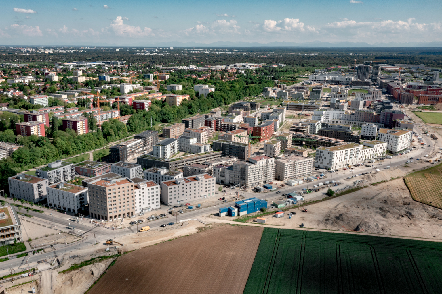 Luftbild der Bebauung in Freiham