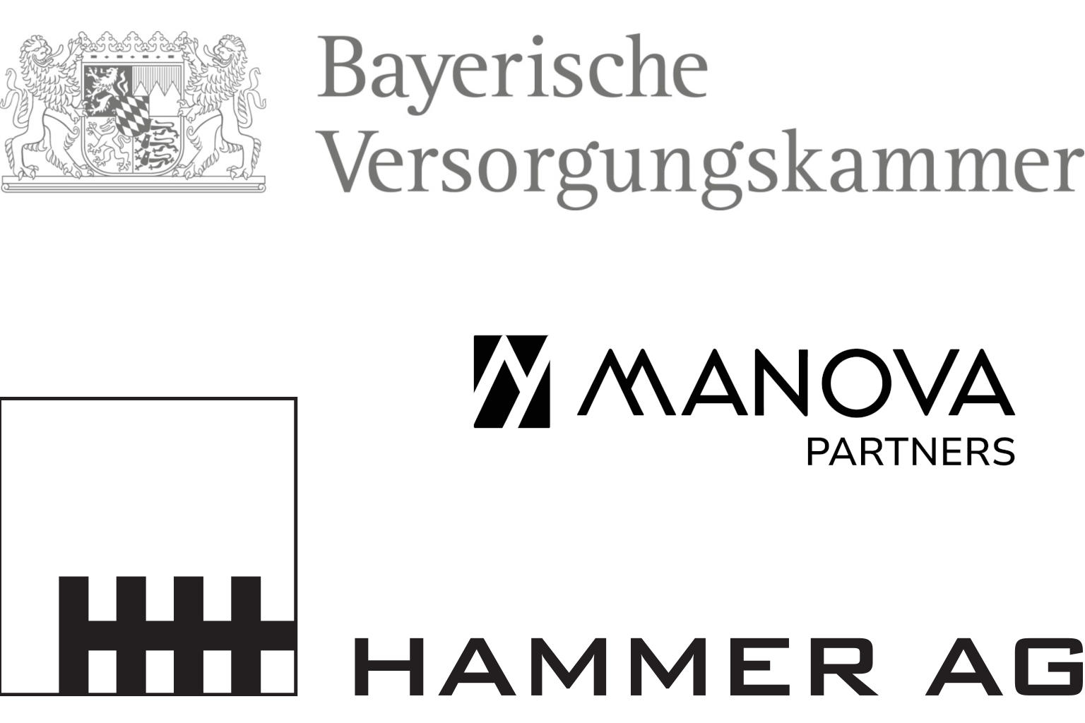 gemeinsame Logos Bayerische Versorgungskammer, Manova Partners und Hammer AG